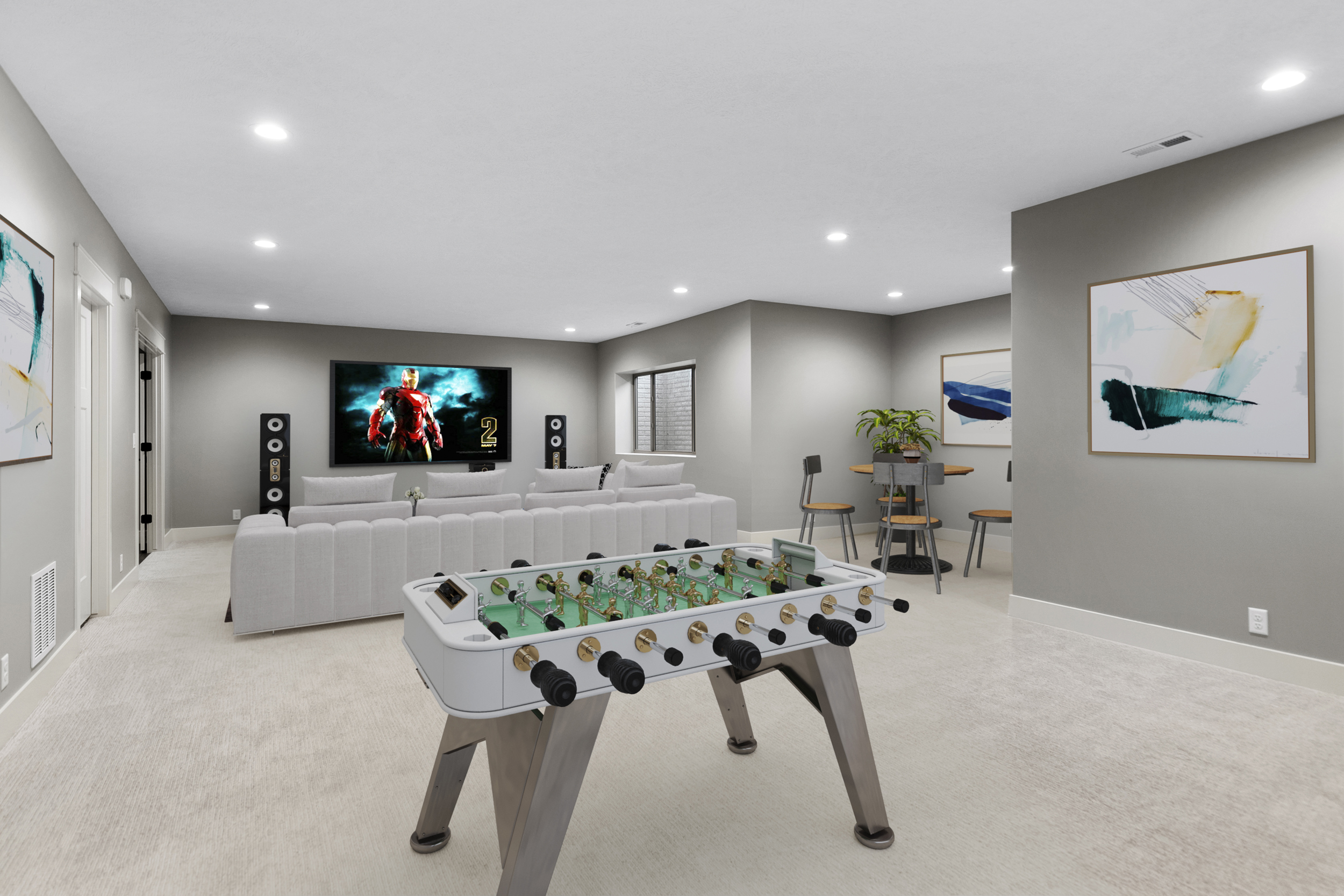 Wide establishing architectural backdrop for a luxury real estate warranty page: a stately modern-traditional custom hom