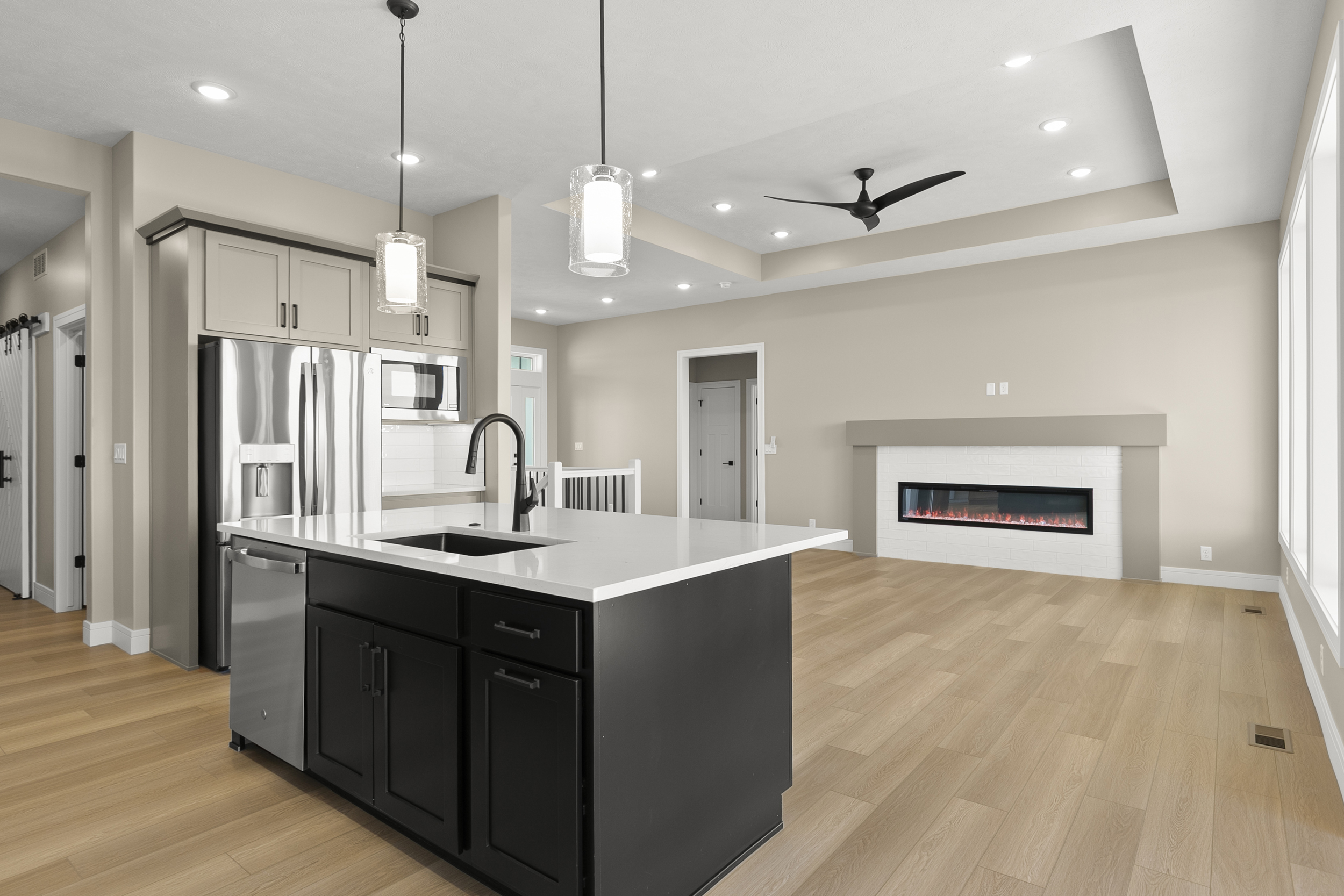 Great room with open floor plan